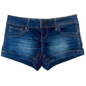 GUESS 25 Dark Indigo Denim Blue Cuffed Jean Shorts Mid Rise Stretch Like New